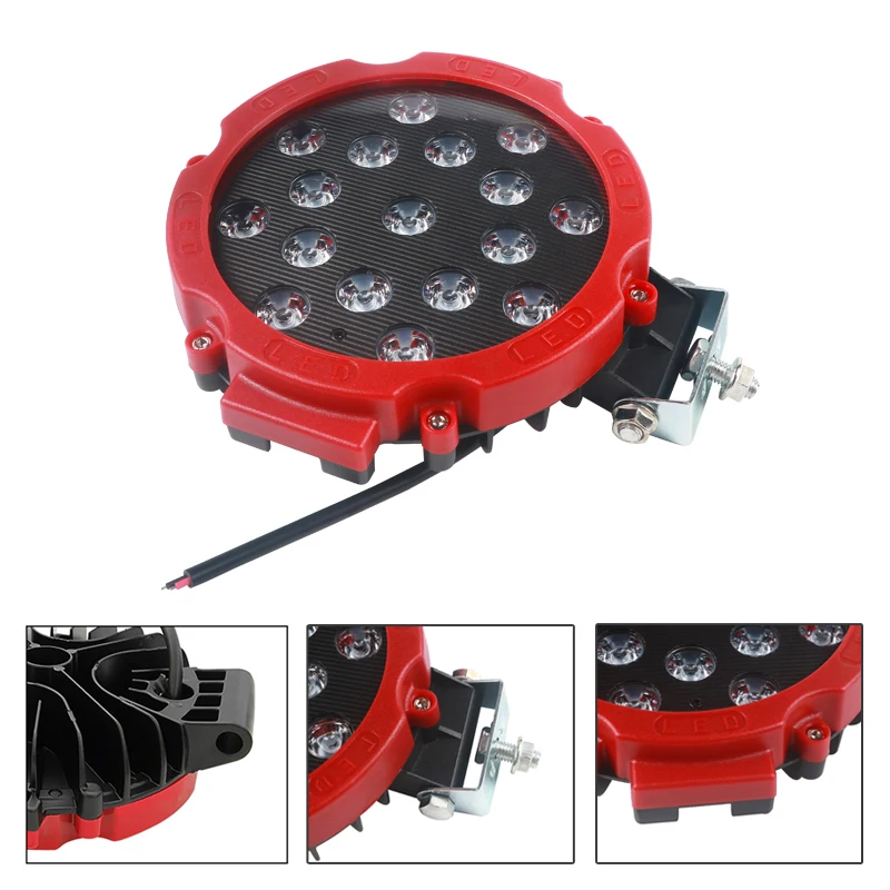 PUERXIN Auto 7 Inch 51W Round Spotlights for Car SUV Flood Led Trucks Fog Lamp Car Strobe Warning Head Driving Work Spot Light