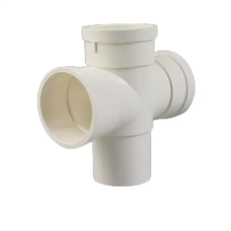 pvc taper taper tee drainage pipe fittings internal and external insert plane four-way reducing tube