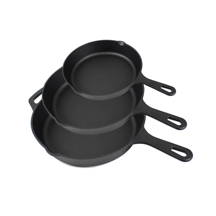 Hot sale Anti-rust Pre-Seasoned Cast Iron Skillet 3-Piece Chef Set
