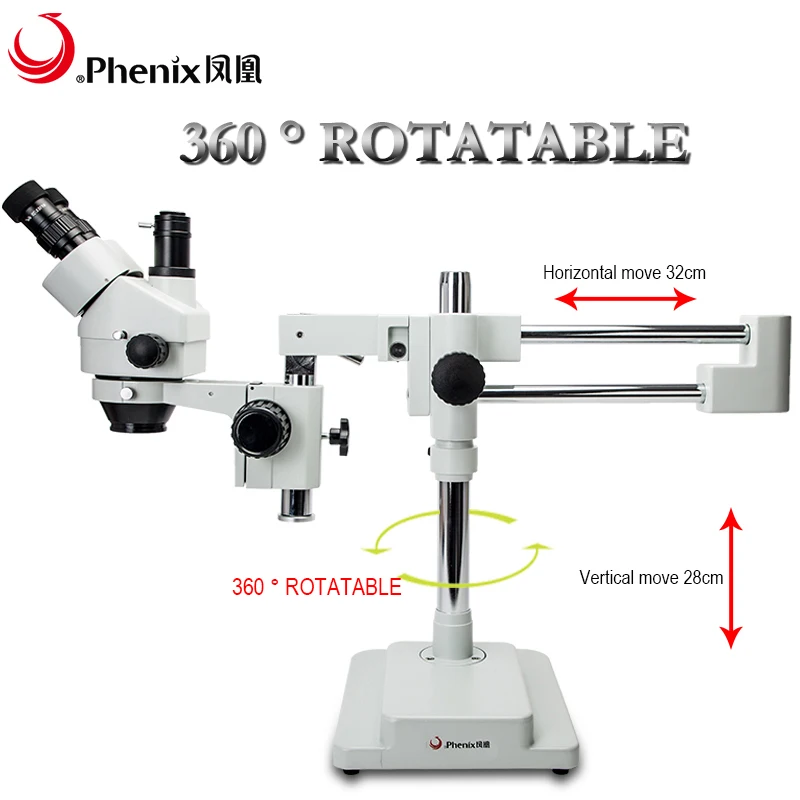 Phenix XTL-165 series 7x-45x trinocular arm microscope phone repair stereoscopic stereo microscope for electronic