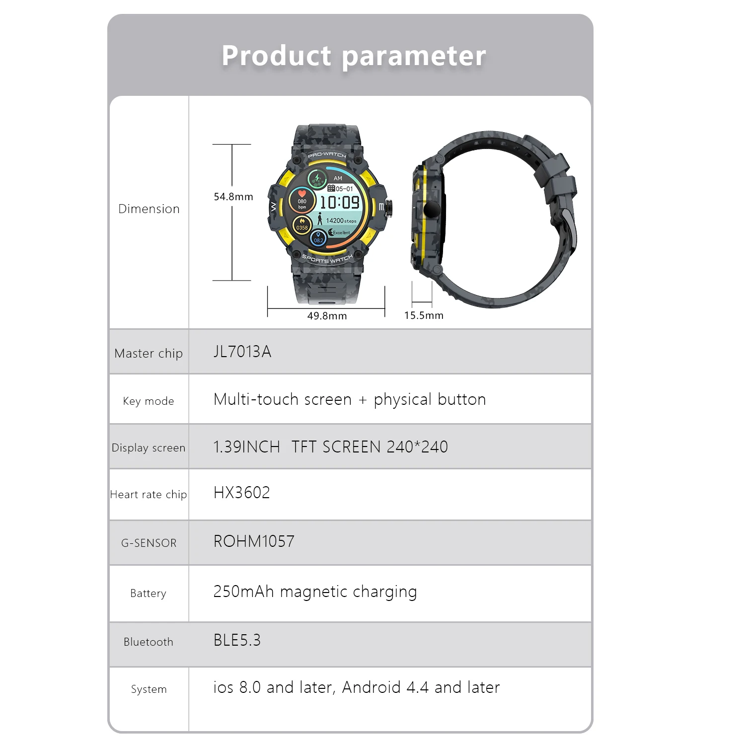 High quality Water-Resistant NWW04 Sport Smartwatch Call Function Reloj Inteligente Smart Watch for Garmin