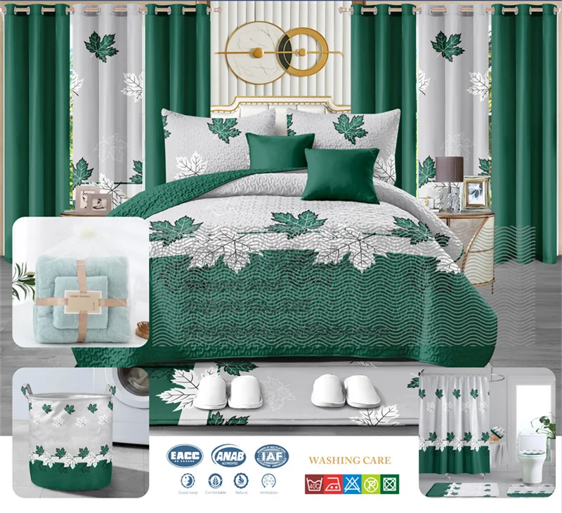 King size 24 pcs bedding set skin-friendly bedroom curtains and sheet set matching bedspread set 24pcs bed sheet with curtains