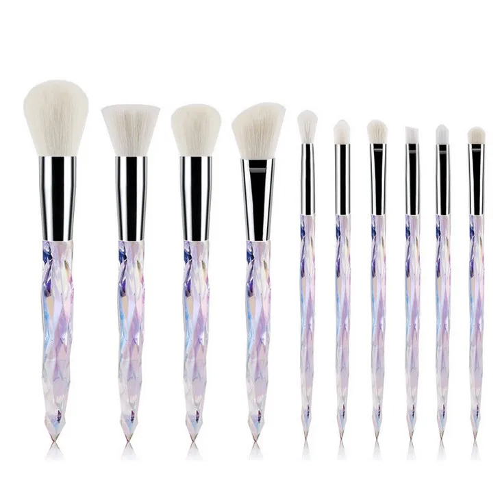 10Pcs Diamond Makeup Brushes Private label Powder Foundation Eye Shadow Eyebrow Crystal Professional Makeup Brush Set Kit