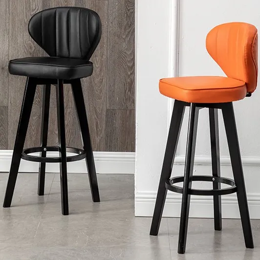 Роскошные Деревянные Кожаные современные барные стулья для кухни, ресторана, под старину, черного цвета, скандинавский стиль