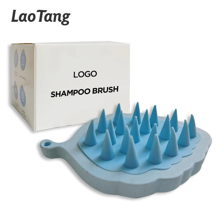 Wholesale Custom Logo Wheat Straw Hair Shampoo Brush Soft Silicone Care Scalp Massager Hair Brush
