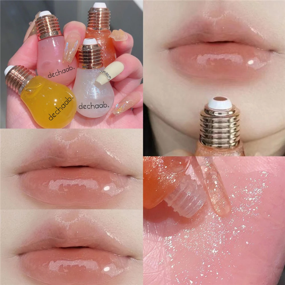 Peach Color Changing Bulk Flavour Gloss Oils Mini Clear Moisturizer Small Light Bulb Lip Oil With Vitamins for Lips
