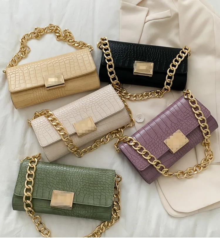 
wholesale 2021 New Summer fashion crocodile pattern big tote bag retro one-shoulder chain luxury handbags for women 