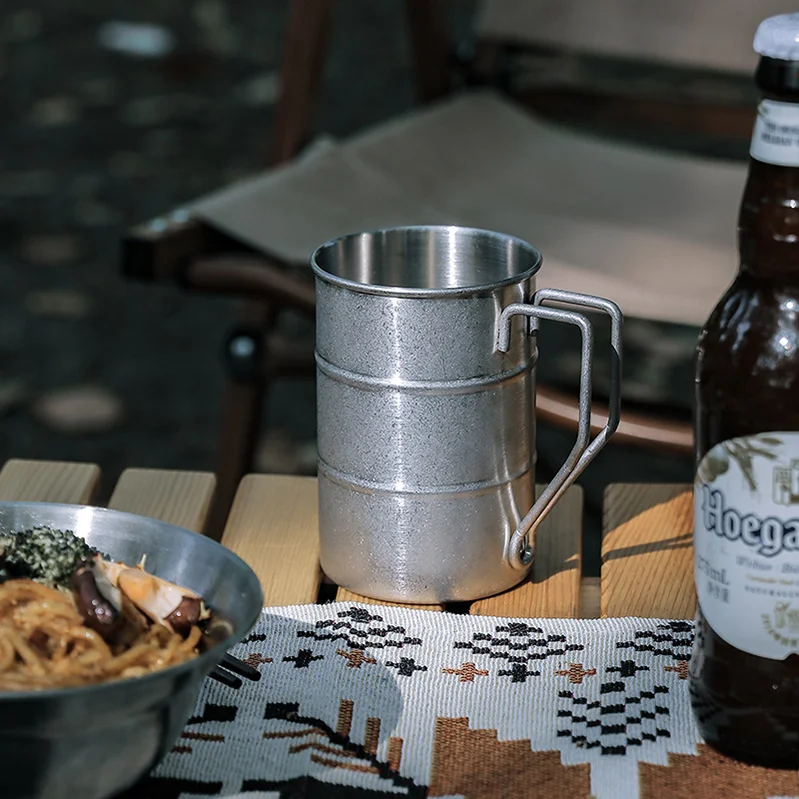 Environmental Protection reusable 304 stainless steel Cup retro industrial style Outdoor Camping Party mug Cold Drink Beer Coke