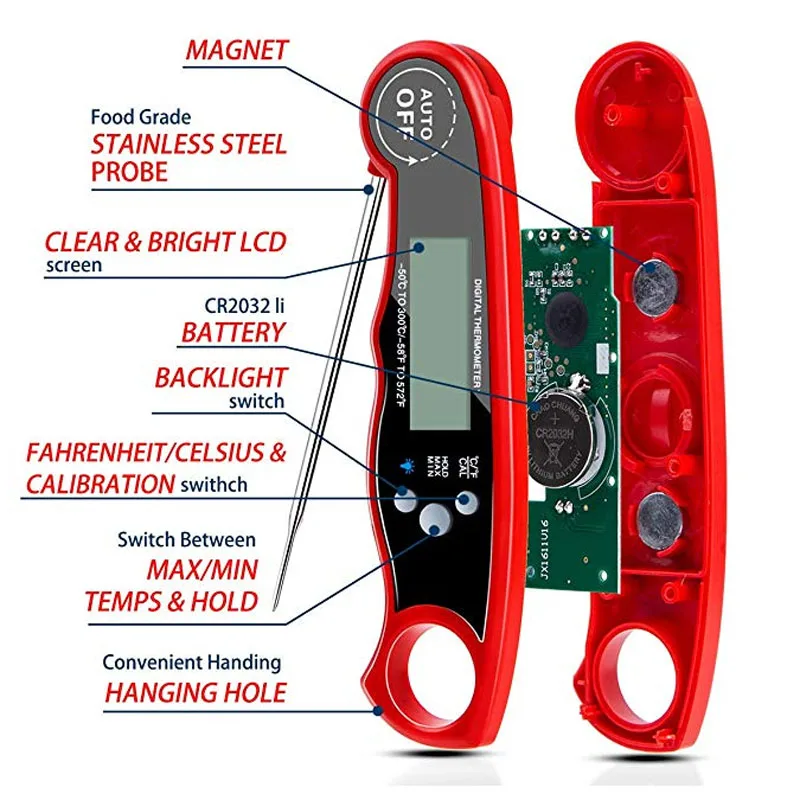 Household Convenient and practical digital meat thermometer with super fast response time for baking cooking grill