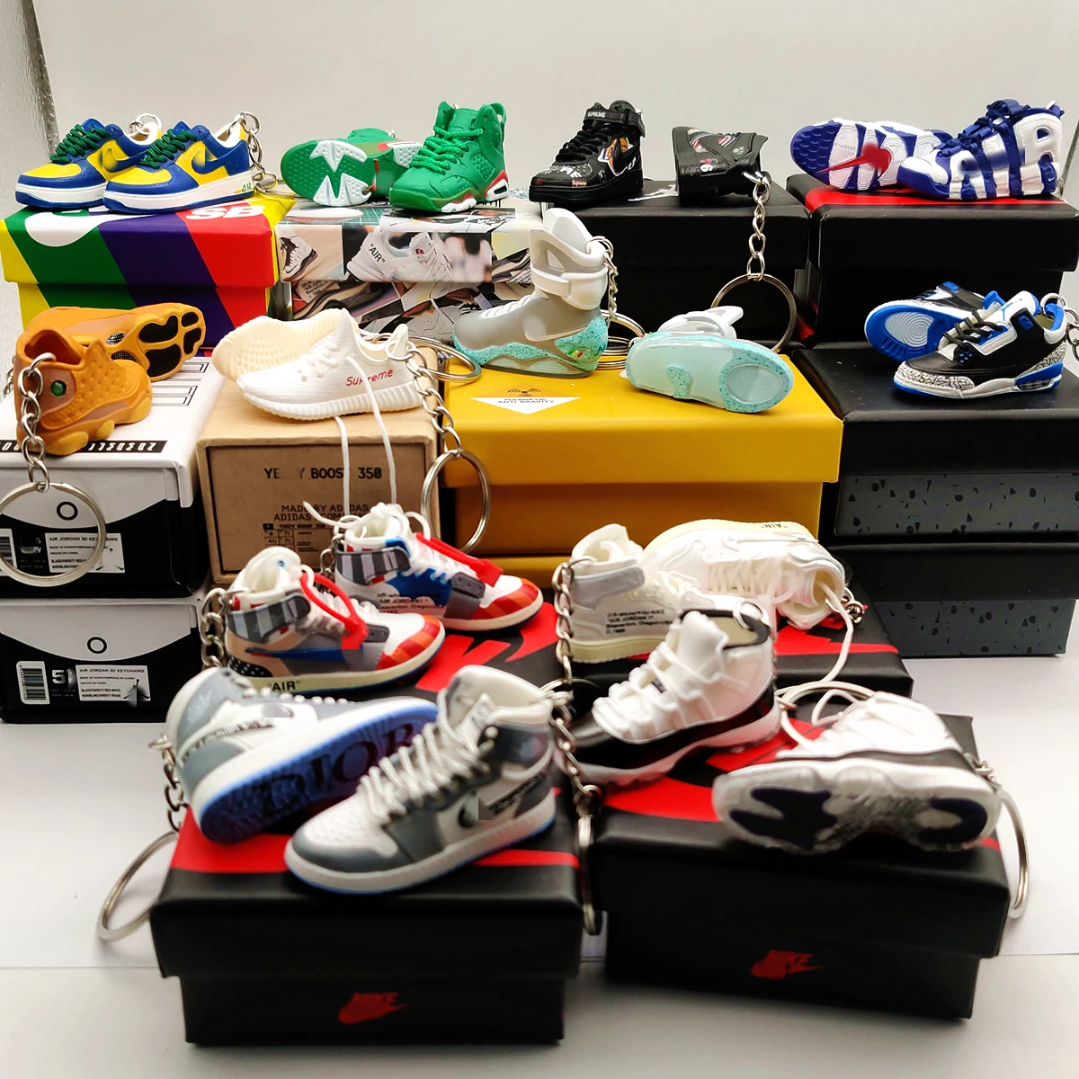  Модный брелок пара обуви для Jordan 1 с коробкой пластиковые кроссовки 3D Мини Обуви Брелок