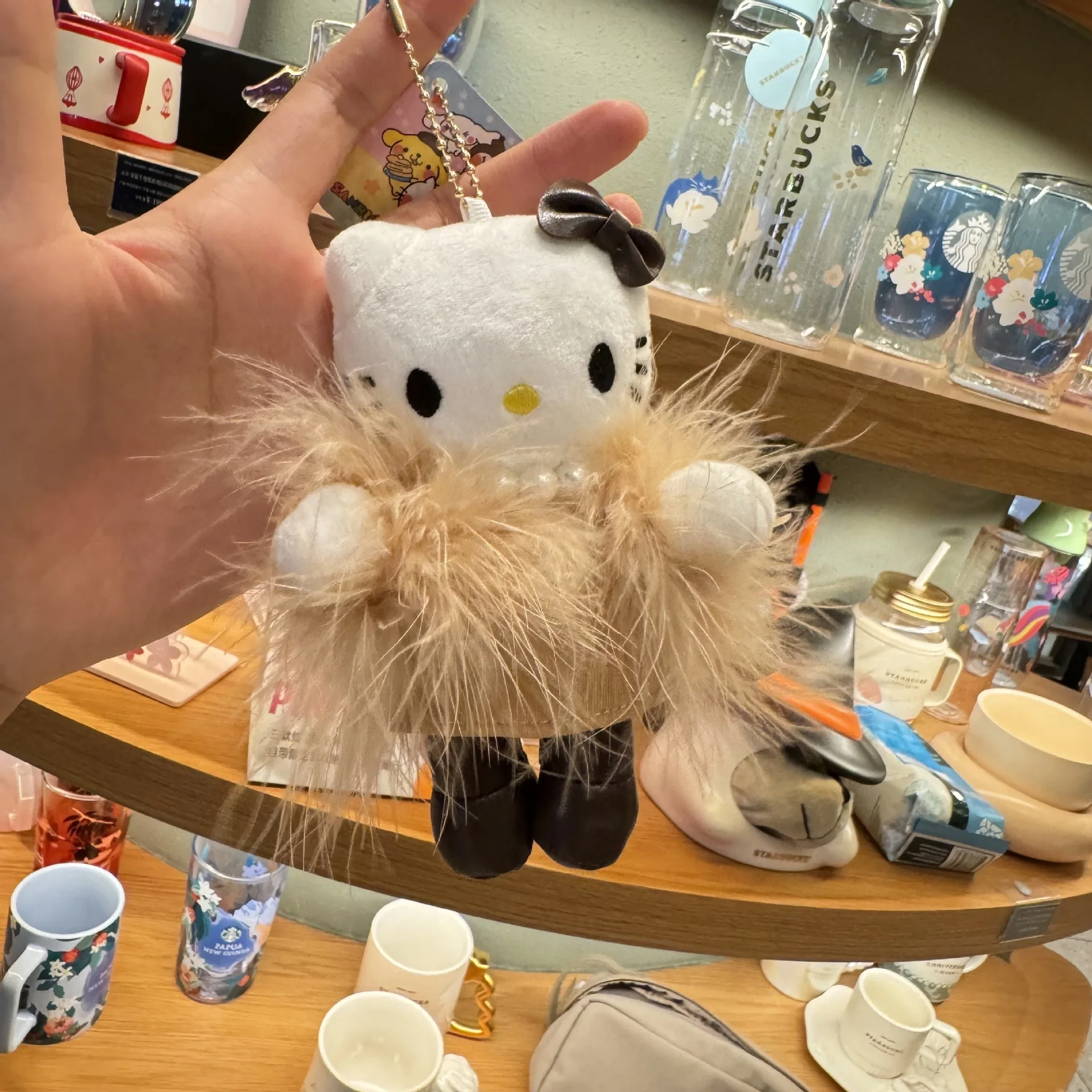 Kawaii аниме кошка брелок кулон Мультяшные плюшевые игрушки ароматное меховое платье KT плюшевое кольцо для ключей