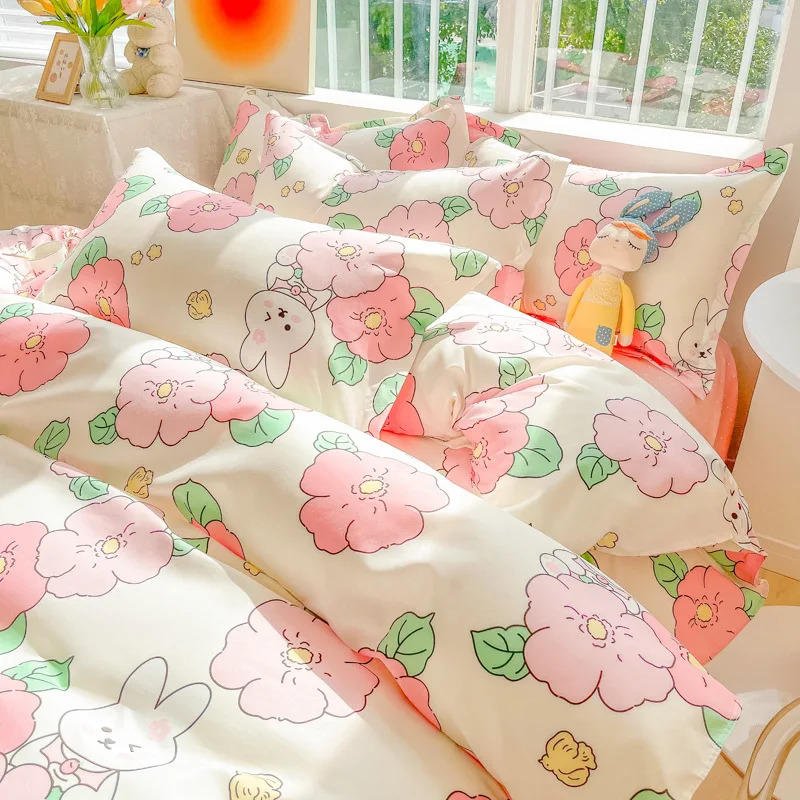 OEM high-quality good price new light luxury washed dacron and  Cotton silk embroidery four pieces bedding set