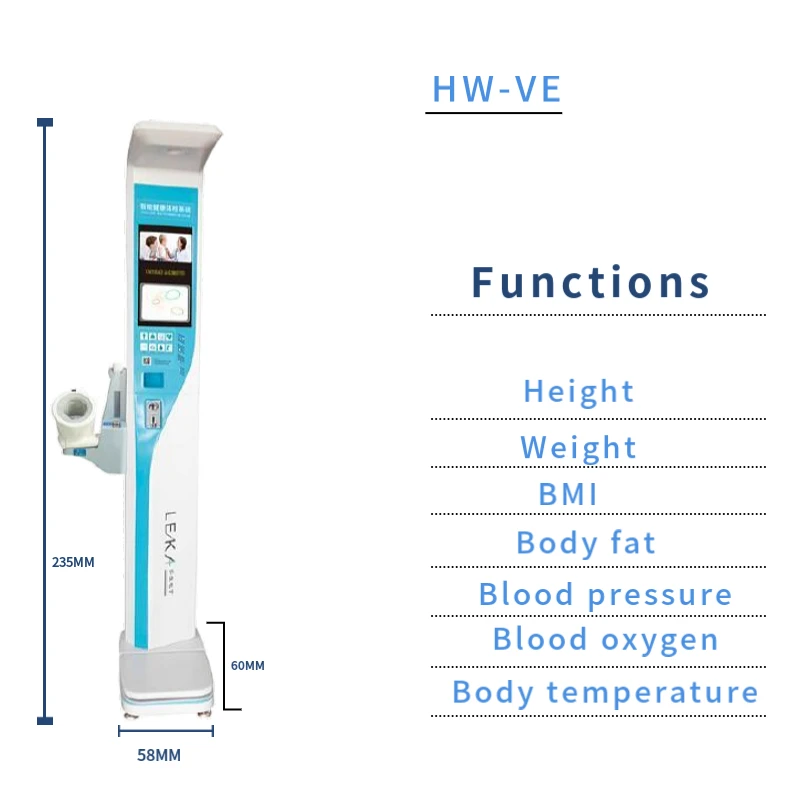 Medical self service body health checking machine coin operated weight height body fat analyzer scale