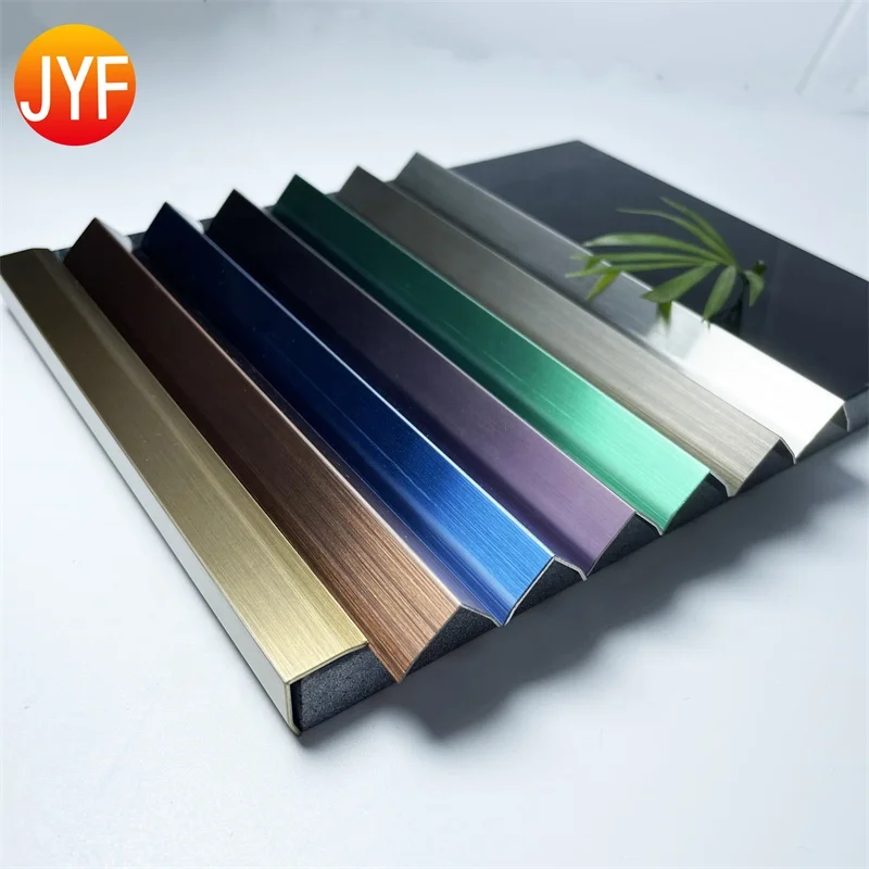 CL093 Rose Gold Stainless Steel L Shaped Trim Decorative Brushed Wall Metal Stainless Steel Skirting Base Board