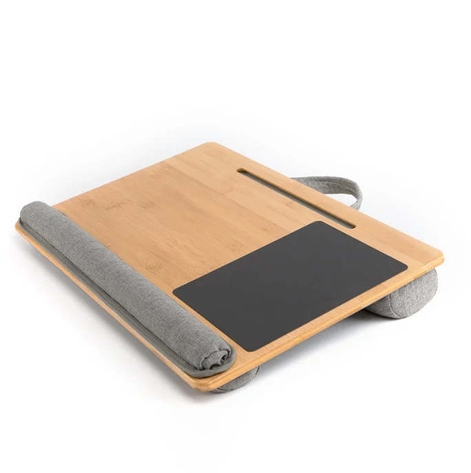 New design portable laptop bed desk with cushion bamboo computer table phone pad holder for study working