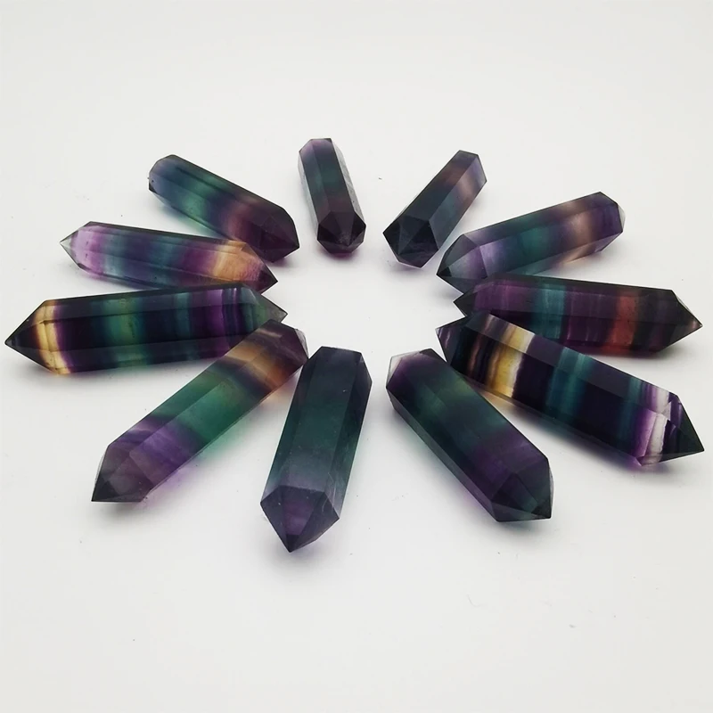 Hot Sale Rainbow Fluorite Crystals Healing Stones Small Quartz Points For Fengshui
