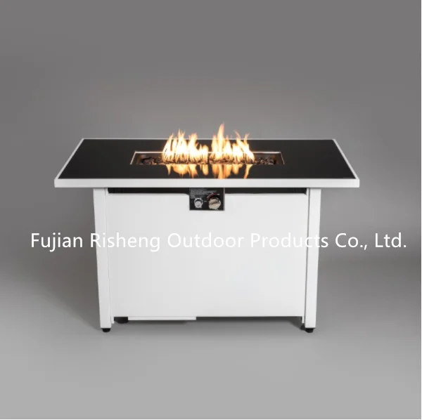 RS-R43002A Rectangular modern style pure iron  50000 BTU Outdoor Patio Gas Fire Pit table with windshield cover winter garden