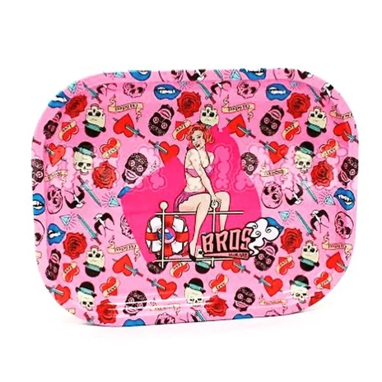 Custom Printed Smoking Tin Trays Wholesale Metal Tobacco Tin Rollers for Accessories