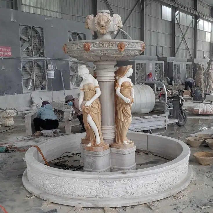 Маленький Большой Каменный мраморный лев голова Сад Леди Статуя вода фонтан