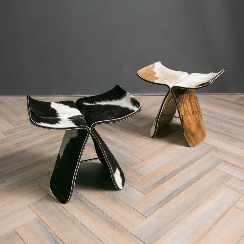 Современный дизайн, деревянный оттоманский стул, мебель для гостиной, стул из воловьей кожи