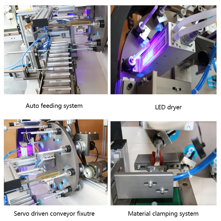 Automatic single color cosmetic round tube syringe silk screen printer printing machine
