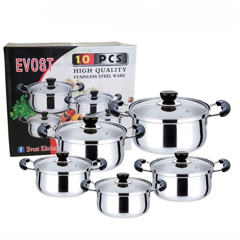 Factory Direct Sales Stainless Steel Kitchenware Soup Pot Cuisine Cookware Set Normal Cooking Pot