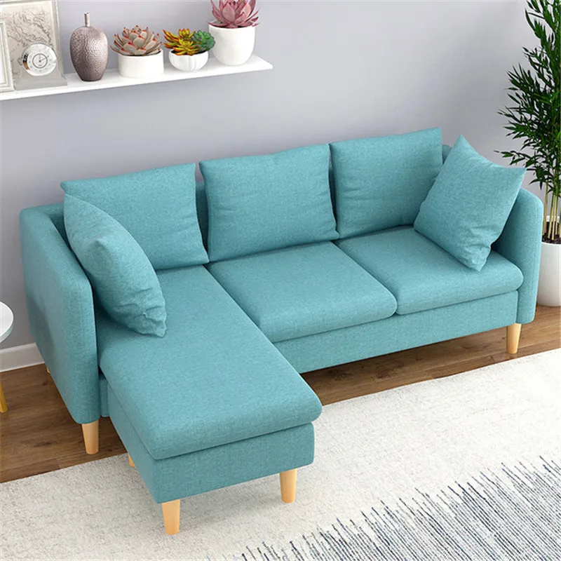 
Durable Simple Cloth Sofa Solid Wood Legs Removable and Washable 3-Seat Sofa Living Room Furniture 