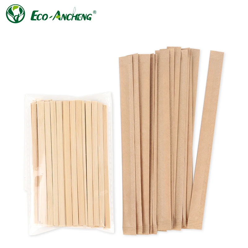 Hot Sale Bulk Bamboo Drink Stirrer Disposable Coffee Stirrer with Eco Friendly Individually Paper Wrapped