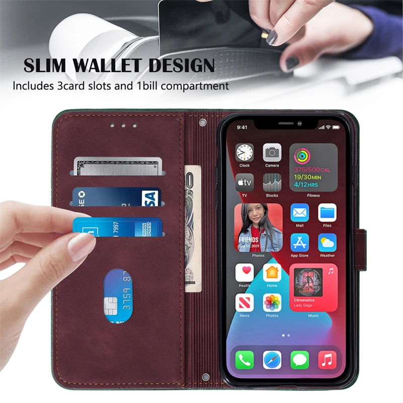 Fashion wallet PU leather case for iPhone 13 11 14 Pro max 6 7 8 Plus, For iPhone 12 Pro Magnetic Flip cover