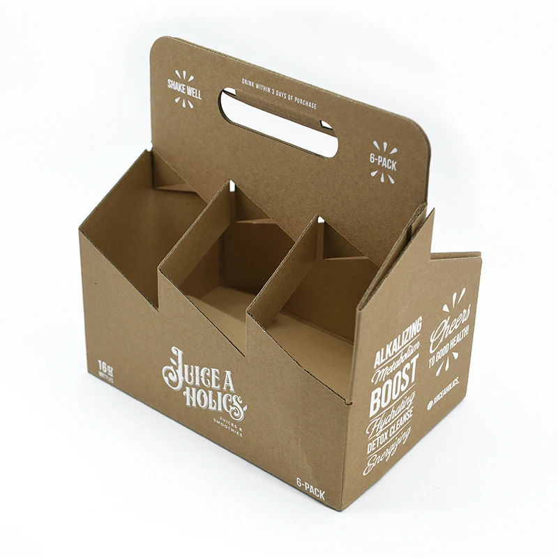 Eco-Friendly 3 4 6 8 bottle pack wine beer corrugated box carrier beer shipping box with handle