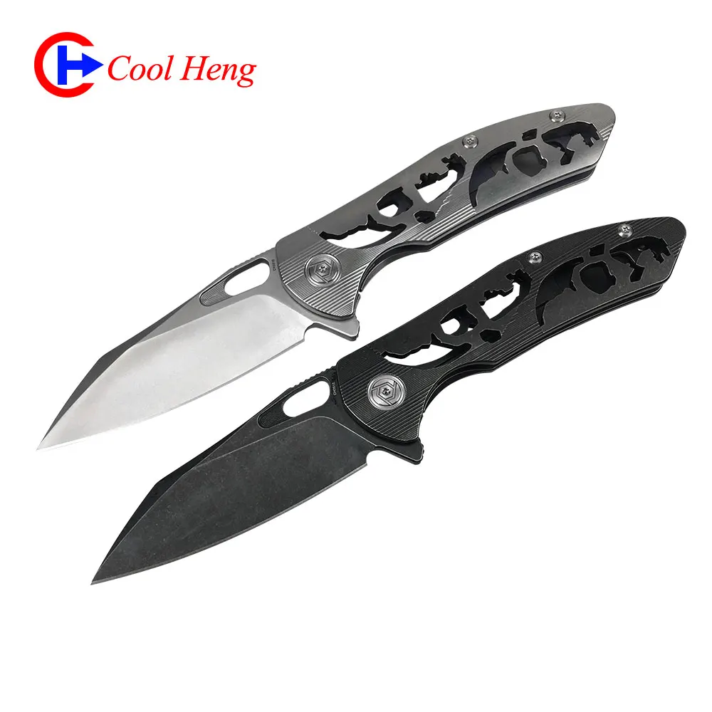 
wholesale S35VN steel Titanium handle CNC Machining Bearing Quick Opening outdoors Camping Battle Pocket knife Folding knife 