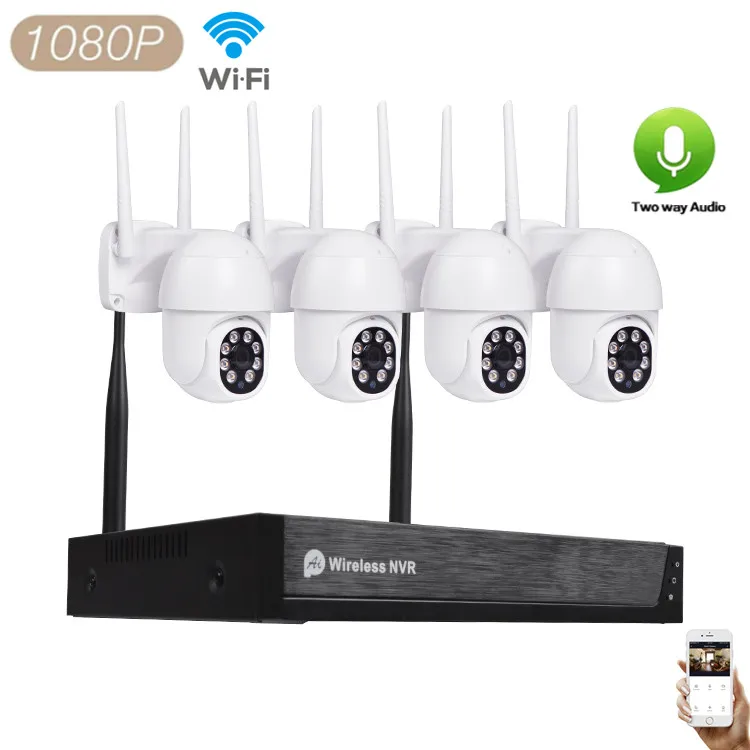 4-канальная IP-ИК-система безопасности, Водонепроницаемая PTZ 2MP TUYA Wi-Fi система видеонаблюдения, комплект беспроводного видеорегистратора