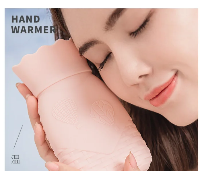 Cheap Reusable Microwave Heating Silicone Hot Water Bag Hand Warmer with Knit Cover