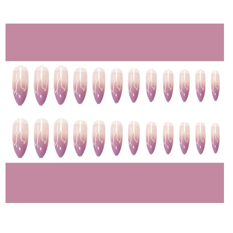 Luxury hot 24Pcs French False Nails Natural Color Full Cover Square Artificial Acrylic Nails With Jelly stickers