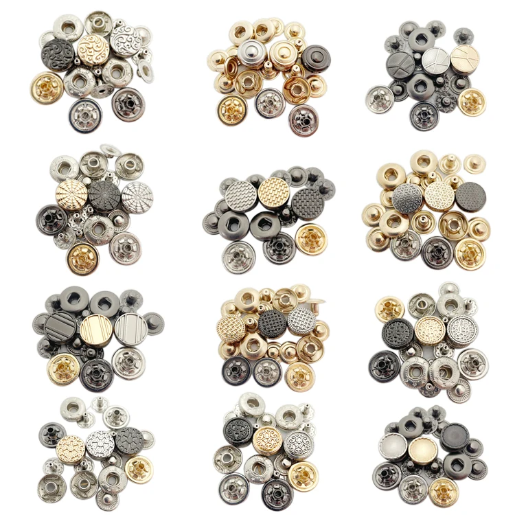 Fashion design engraved Custom Metal logo Snap Buttons For bags