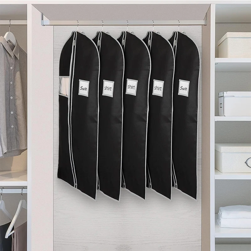 Wholesale non woven men black eco friendly coat suit garment cover bag with zipper waterproof folding garment bag