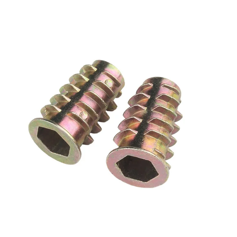 Wood Threaded Flange Nutsert Nuts Zinc Hex Socket Steel Alloy Zinc Insert Nut For Bed Table Chair Furniture