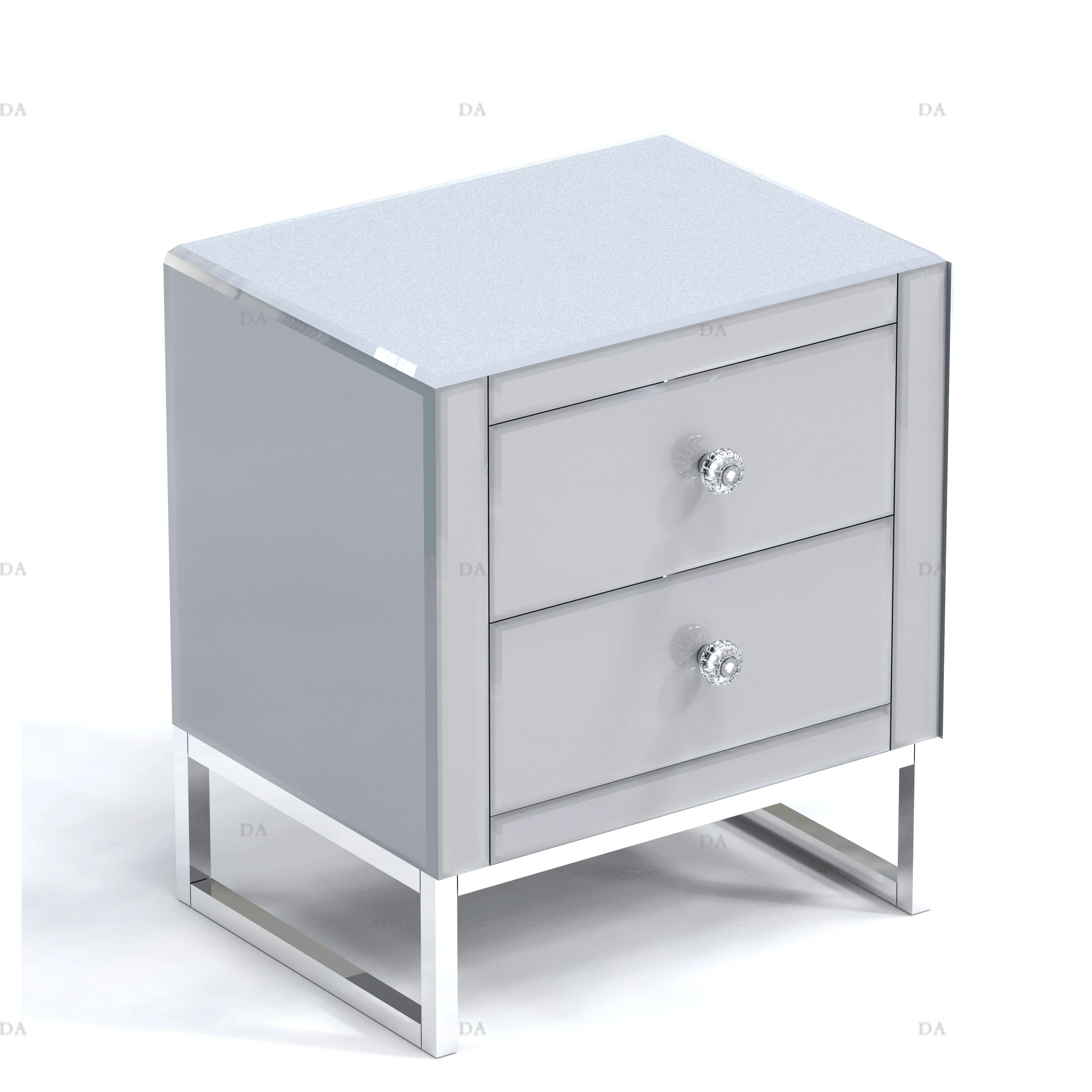 Modern MDF Nightstand home hotel Bedroom Furniture 3 Drawer accent porch table Bedside Table Silver Mirror Nightstand Side Table