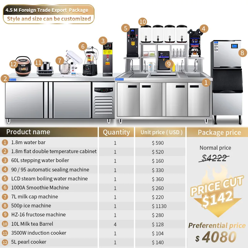 All Set Bubble Tea Equipment/Milk Tea Shop Counter Design/Milk Tea Shop Equipment