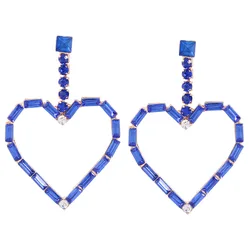 2020 Latest ZA Alloy Full Rhinestone Crystal Heart Simple Earrings