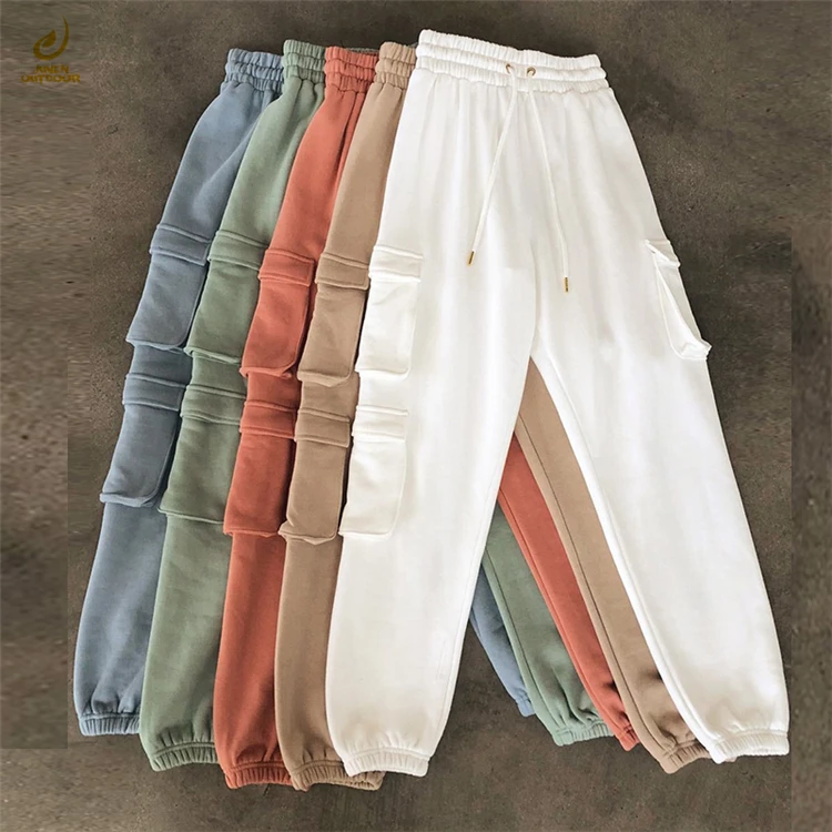 High Waist Drawstring elastic waist casual pants plus size with pockets Women Cargo Pants Jogger Sweatpants