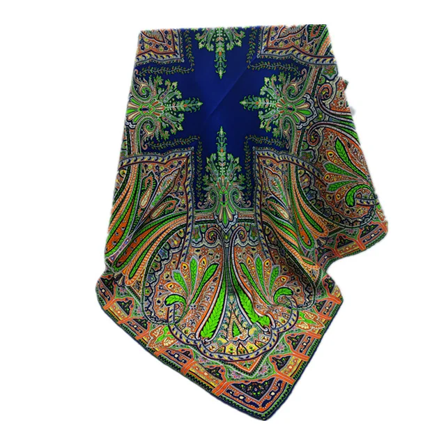 Classic Fashion Vintage Womens Square Scarf 90*90cm Costume Printed Satin Silk Scarf Square