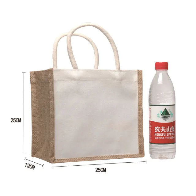 custom logo environmental protection jute shopping canvas gift tote bag recyclable advertising linen tote bags