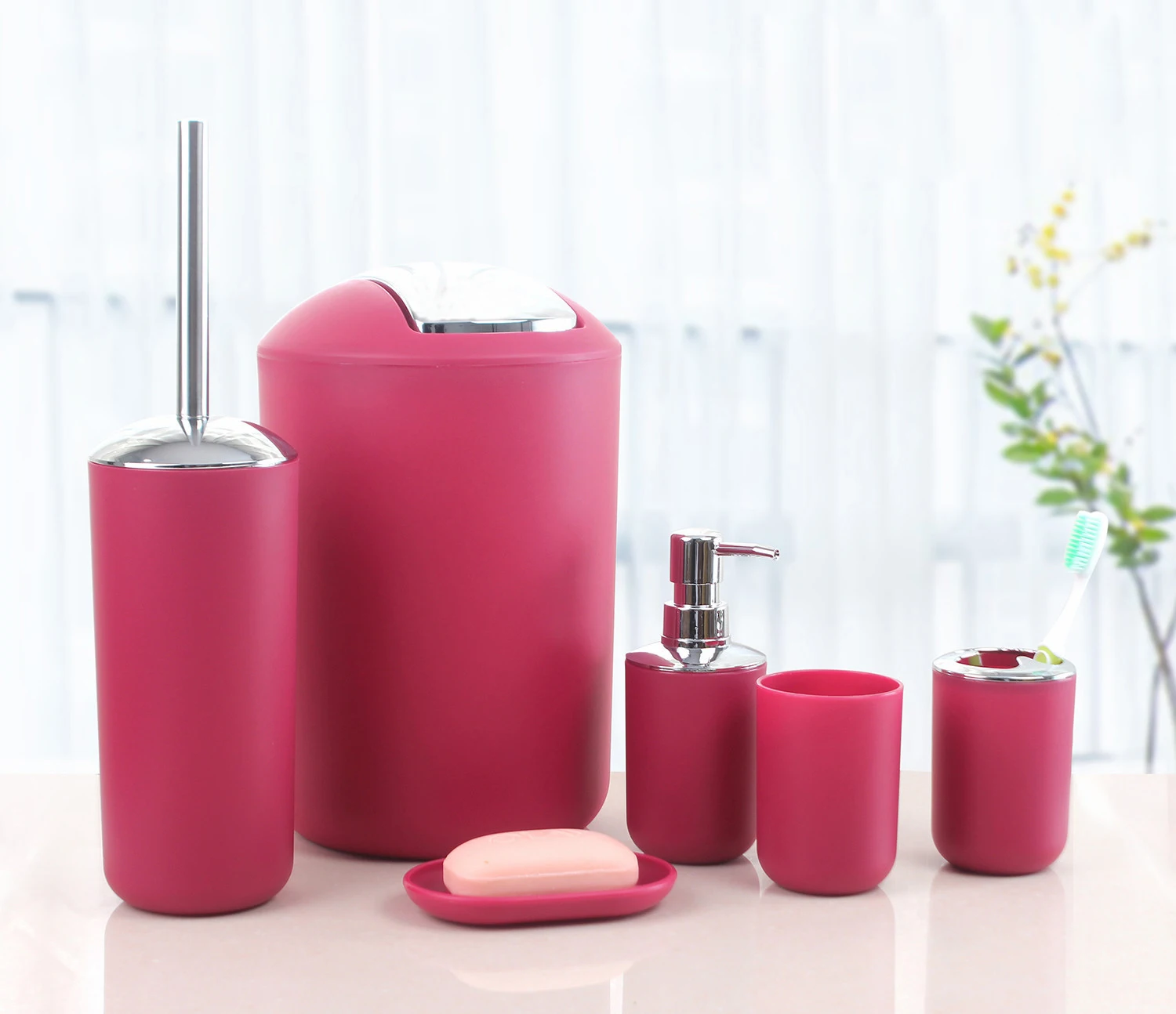 China factory top quality modern style eco-friendly plastic bathroom toilet accessories set for sale Goods for bathroom