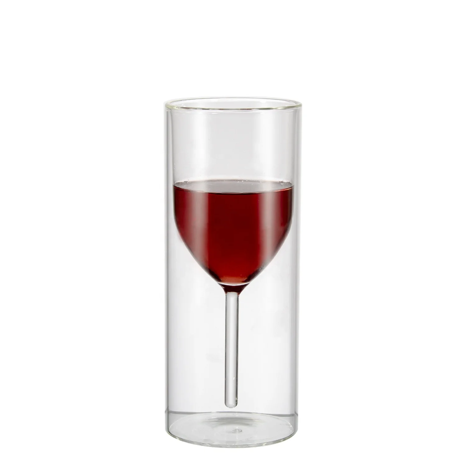 Factory High Borosilicate creative Double Wall Insulated Cup Upside Down Double-Layer wine glass
