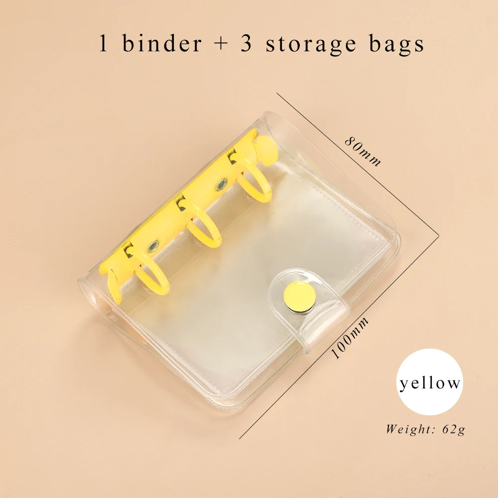 Mini Pocket 3 Ring Diary Notebook Journal Agenda DIY Photocard Binder Korean School Stationery Notepad Leather Binder 10 PVC