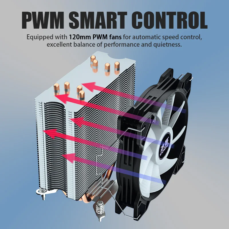 SNOWMAN Popular ARGB  4 Heat Pipes cpu cooler PWM 4 Pin  PC cooler  Intel AMD LGA 1700 115X AM5 AM4 CPU Cooling Fan