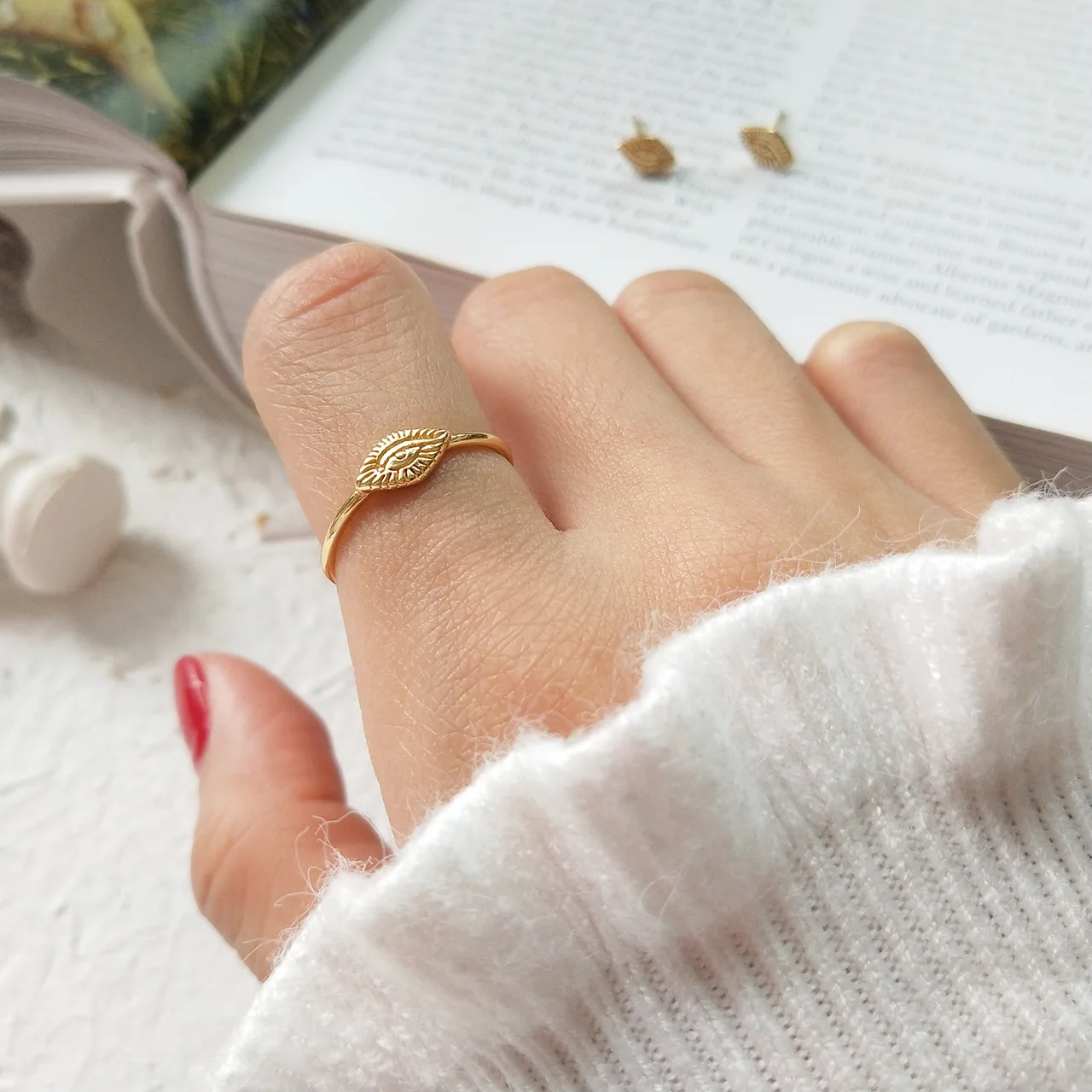 Rainbowking S925 sterling silver light luxury eye ring fashion European and American Resizable fine jewelry rings