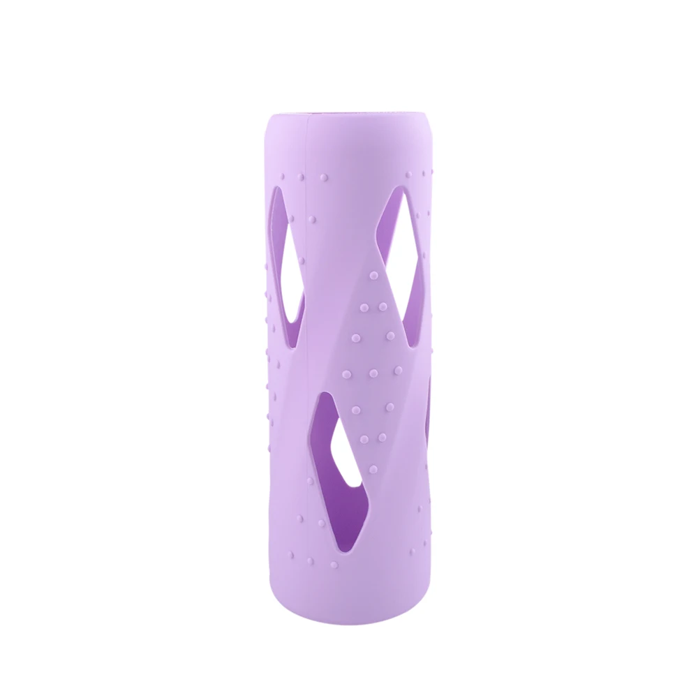 
BPA Free Bamboo Lid Protective Silicone Reusable Glass Water Bottle with Silicone Sleeve 