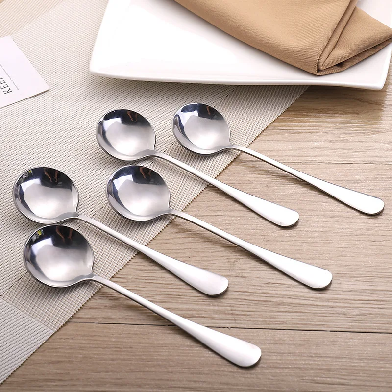 Wholesale Fruit Soup Round Spoon Dessert Stainless Steel Spoon